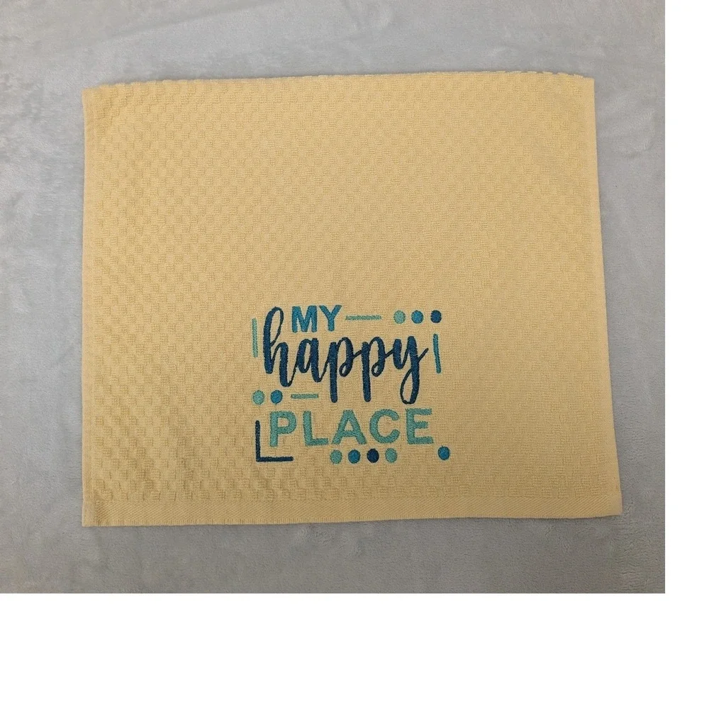 My Happy Place Kitchen Bath Bar Tea Hand Towel Great Gift Idea!